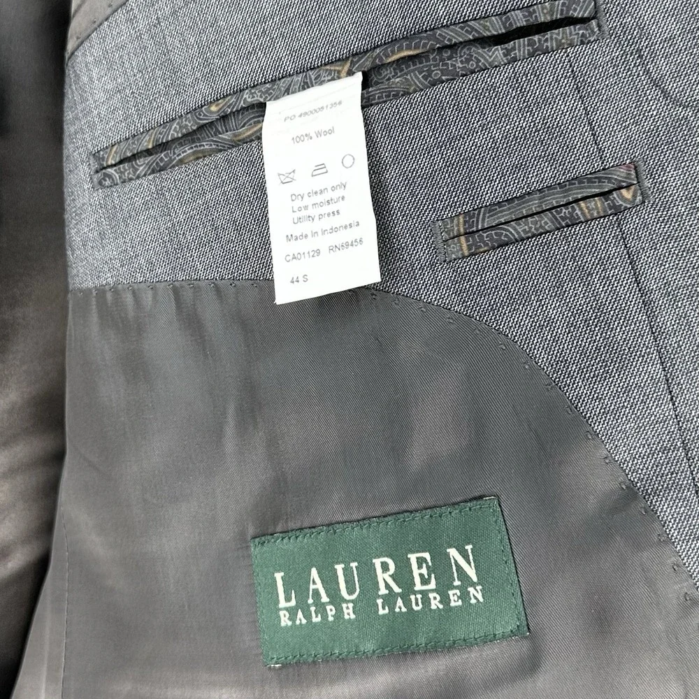 Lauren Ralph Lauren Men's 44S‎ Blazer Gray 100% Wool Sport Coat Preppy Office
